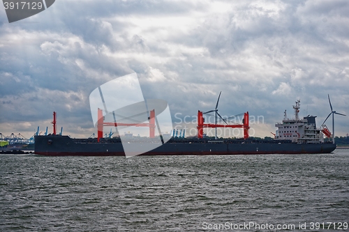 Image of Large oil tanker in canal