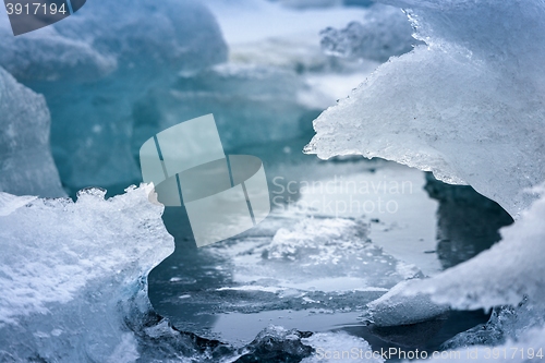 Image of Blue icebergs closeup