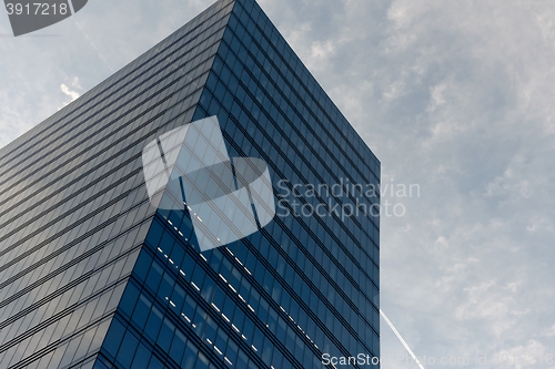 Image of Skyscrapers against blue sky
