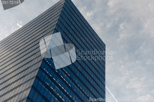 Image of Skyscrapers against blue sky