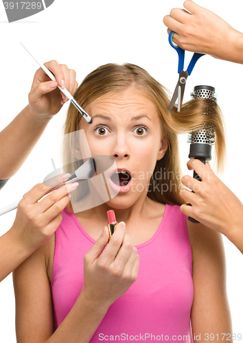 Image of Makeover process of a young teen girl