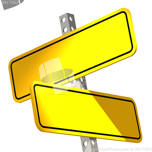 Image of Yellow two road sign isolated