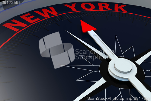 Image of Black compass with New York word on it