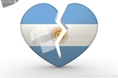 Image of Broken white heart shape with Argentina flag