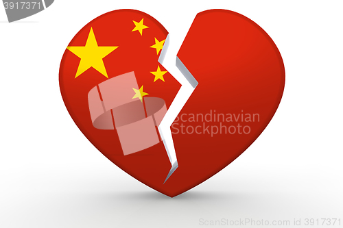 Image of Broken white heart shape with China flag