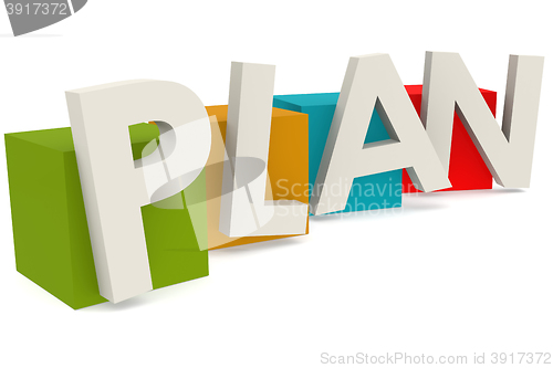 Image of Colorful cube with plan word