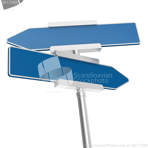 Image of Blue signboard with metal pole