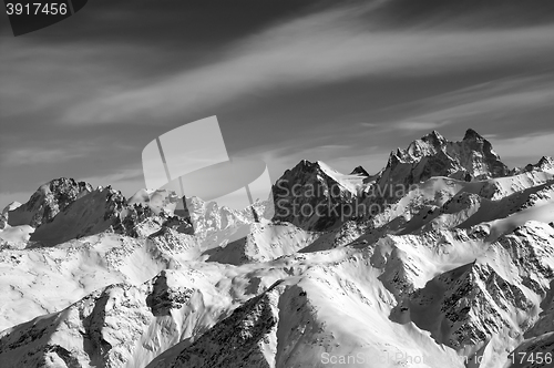 Image of Black and white mountains in winter
