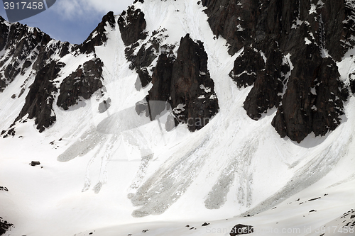 Image of Snowy rocks with traces from avalanche