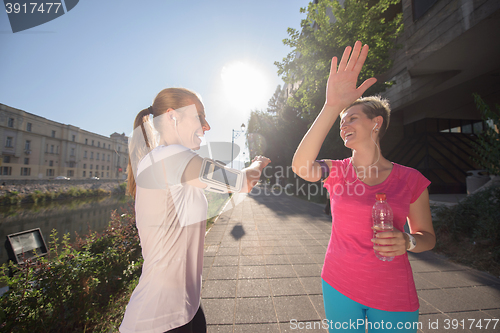 Image of congratulate and happy to finish morning workout