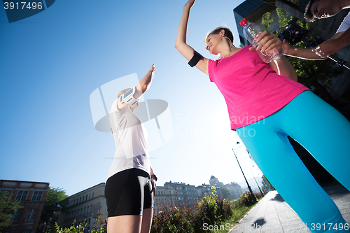 Image of congratulate and happy to finish morning workout