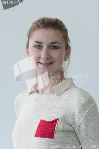 Image of portrait of female student in library