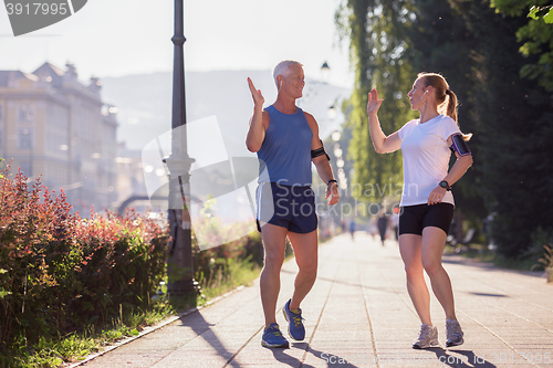 Image of couple congratulate and happy to finish