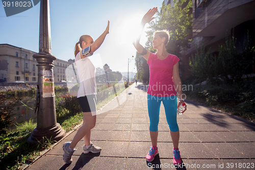 Image of congratulate and happy to finish morning workout