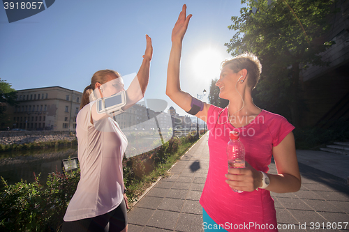 Image of congratulate and happy to finish morning workout