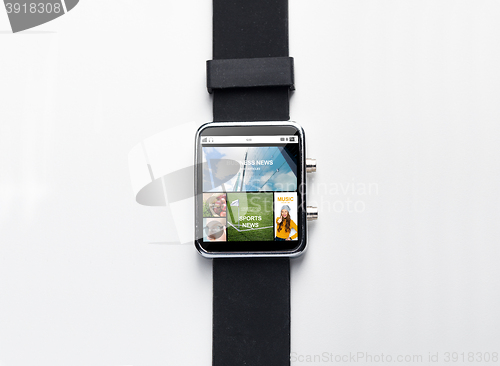 Image of close up of smart watch with internet applications