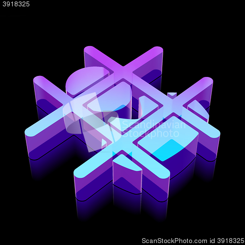 Image of Law icon: 3d neon glowing Criminal made of glass, vector illustration.