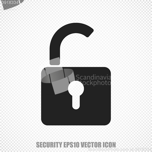 Image of Protection vector Opened Padlock icon. Modern flat design.