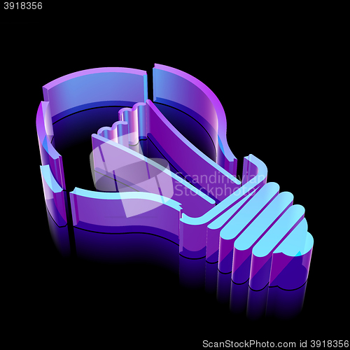 Image of Business icon: 3d neon glowing Light Bulb made of glass, vector illustration.