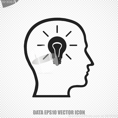 Image of Data vector Head With Lightbulb icon. Modern flat design.