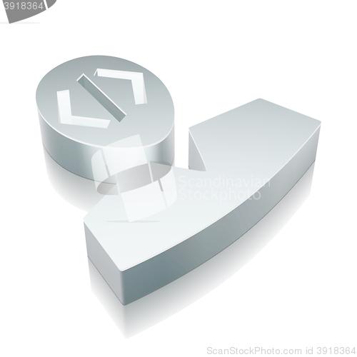 Image of Programming icon: 3d metallic Programmer with reflection, vector illustration.