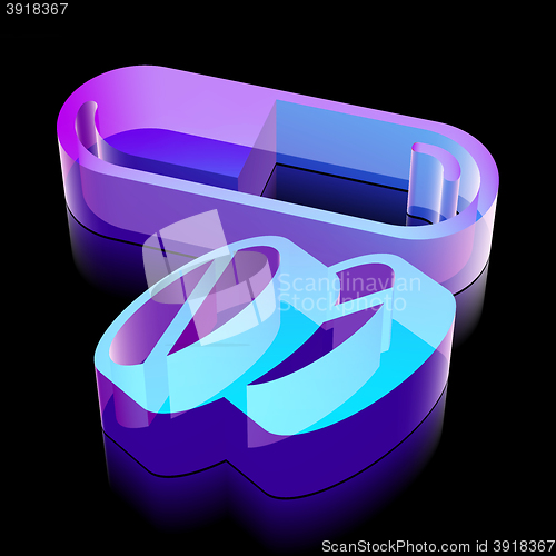 Image of Medicine icon: 3d neon glowing Pills made of glass, vector illustration.