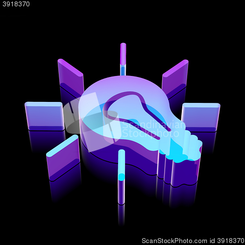 Image of Finance icon: 3d neon glowing Light Bulb made of glass, vector illustration.