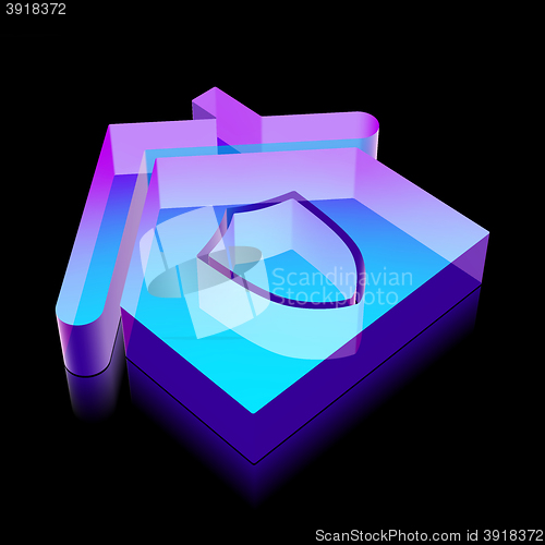 Image of Finance icon: 3d neon glowing Home made of glass, vector illustration.