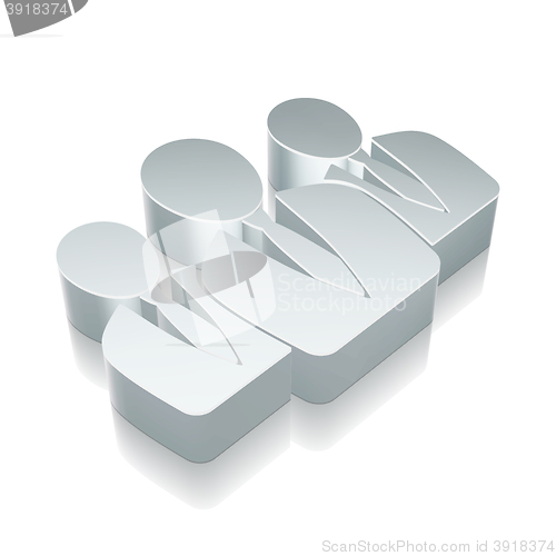Image of News icon: 3d metallic Business People with reflection, vector illustration.