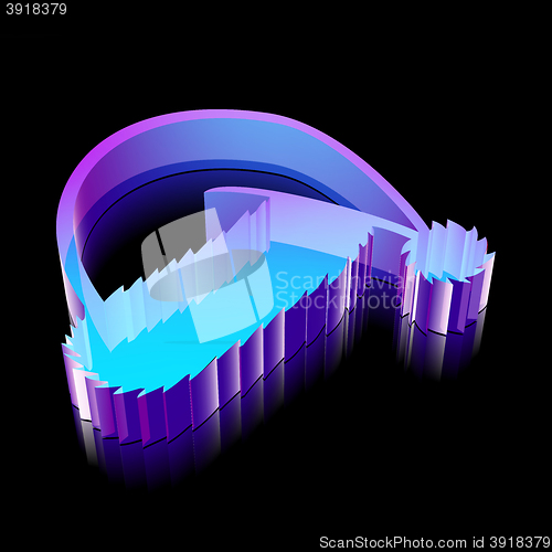 Image of Holiday icon: 3d neon glowing Christmas Hat made of glass, vector illustration.