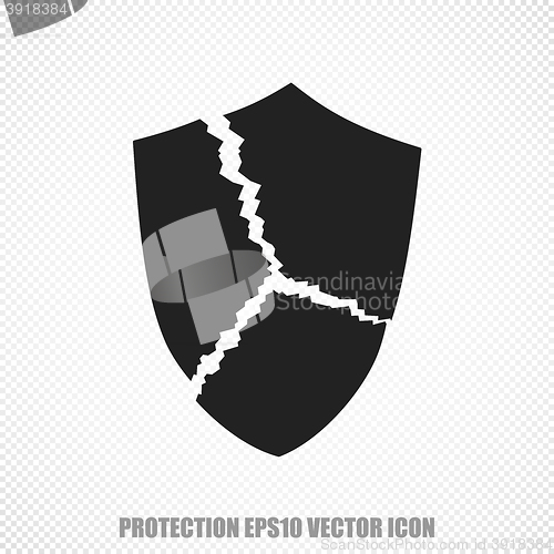 Image of Safety vector Broken Shield icon. Modern flat design.