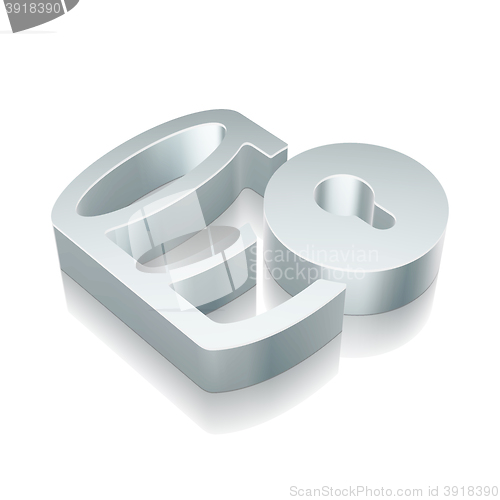 Image of Software icon: 3d metallic Database With Lock with reflection, vector illustration.