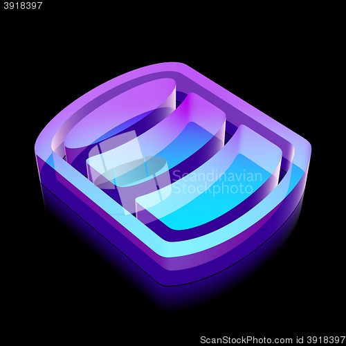 Image of Programming icon: 3d neon glowing Database made of glass, vector illustration.