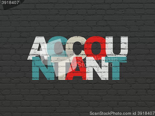 Image of Banking concept: Accountant on wall background