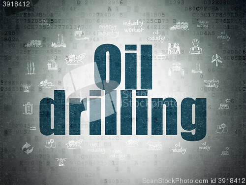 Image of Manufacuring concept: Oil Drilling on Digital Data Paper background