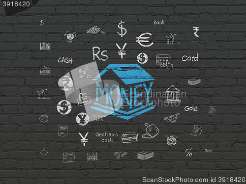 Image of Money concept: Money Box on wall background