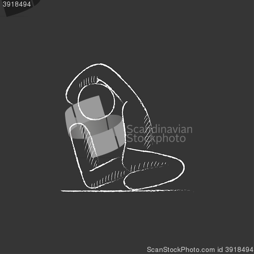 Image of Man practicing yoga. Drawn in chalk icon.