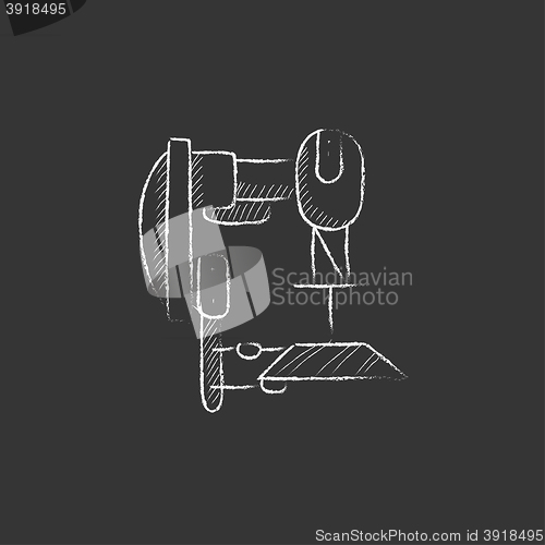 Image of Industrial automated robot. Drawn in chalk icon.