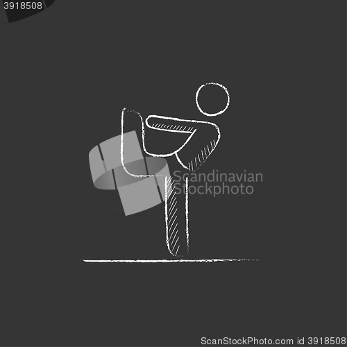 Image of Man practicing yoga. Drawn in chalk icon.