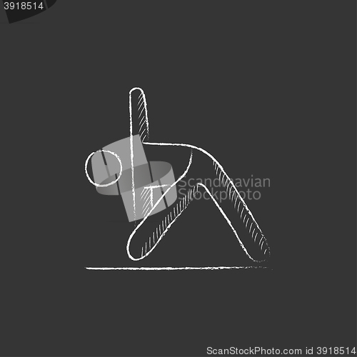 Image of Man practicing yoga. Drawn in chalk icon.