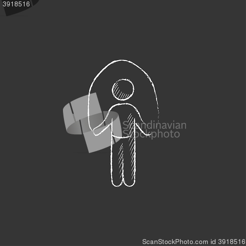 Image of Man exercising with skipping rope. Drawn in chalk icon.
