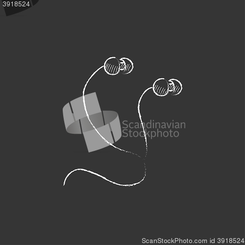 Image of Earphone. Drawn in chalk icon.