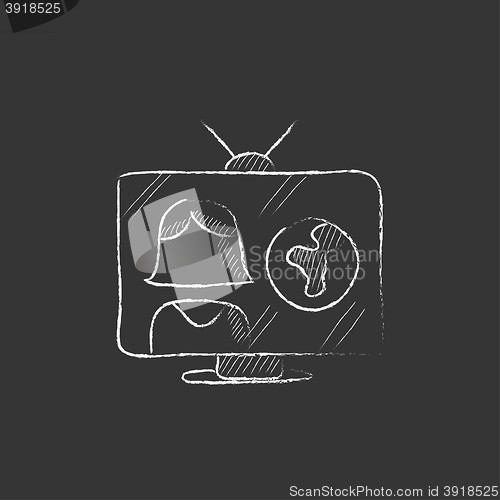 Image of TV report. Drawn in chalk icon.