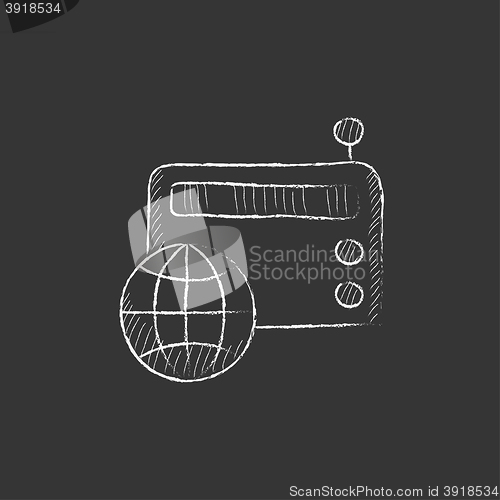 Image of Retro radio. Drawn in chalk icon.