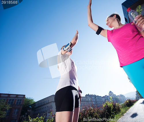 Image of congratulate and happy to finish morning workout