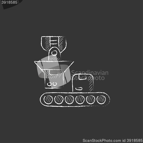 Image of Robotic packaging. Drawn in chalk icon.