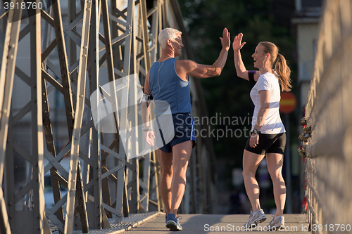 Image of couple congratulate and happy to finish