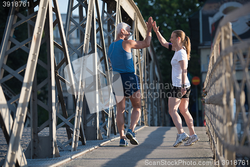 Image of couple congratulate and happy to finish