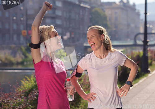 Image of congratulate and happy to finish morning workout