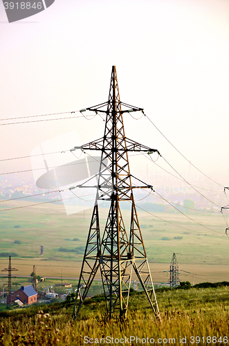 Image of Power line at sunset